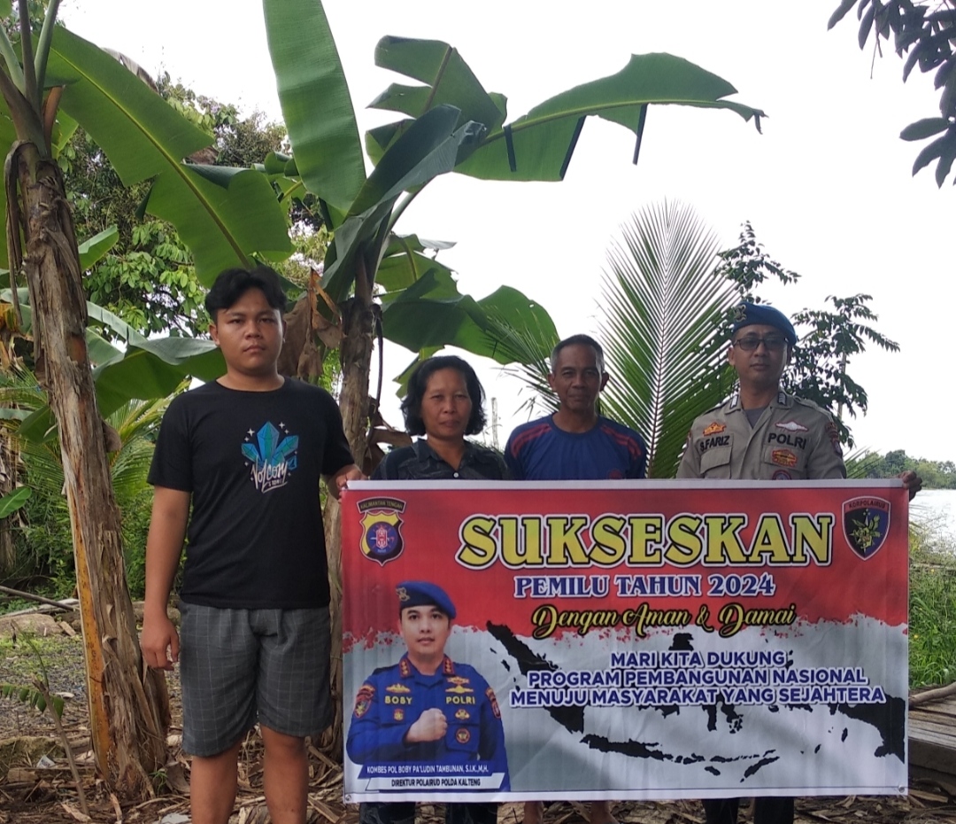Pastikan Kondusifitas Jelang Pemilu Tetap Stabil, Personel Ditpolairud Berikan Imbauan Kepada Warga Desa Palangkau Lama